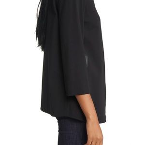 Ming Wang 1x pointe knit zip jacket with faux leather trim